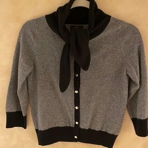 Cashmere cardigan sweater with self tie neck